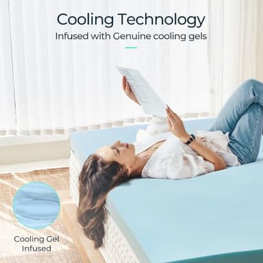 LINSY Queen Memory Foam Mattress Topper, 3 Inch Medium Soft Memory Foam for Back Pain, Cooling Gel Memory Foam Queen Bed Mattress Topper, CertiPUR-US Certified - Image 4
