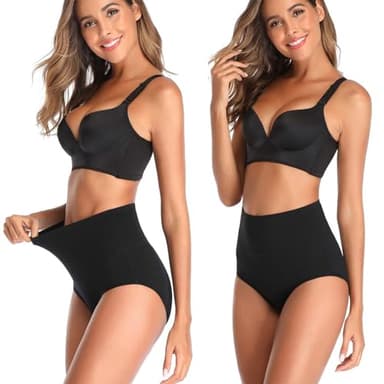 QOVOQ Women's High Waist Cotton Underwear Stretch Briefs Soft Comfy Ladies Panties MultiPack Black - Image 4