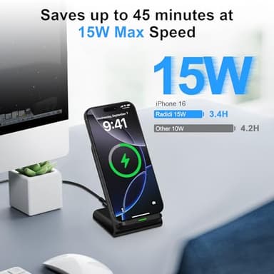 Samsung S25 Fast Wireless Charger Stand,15W Cordless Wireless Charging Station with 18W Adapter for Samsung Galaxy S25/S24 Ultra/S23 FE/S22/S21/iPhone 17 Pro Max 16 15 14/Google Pixel 10 Pro - Image 2