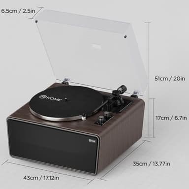 All in One Vinyl Record Player,Bluetooth Turntable Built in 4 Stereo Speakers Phono Preamp,High Fidelity Turntables for Vinyl Records with Magnetic Cartridge AT-3600L MM,Belt Drive 2-Speed,33/45 RPM - Image 9