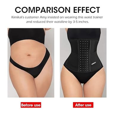 KIMIKAL Women Waist Trainer Corset Belt: Under Clothes Sport Tummy Control Long Torso Shapewear Black - Image 4
