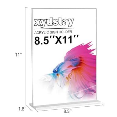 xydstay 6pack Acrylic Sign Holder 8.5 X 11, Vertical T Shape Clear Plastic Menu Holder, Unbreakable Table Sign for Restaurant, Office, School, Store and Home Use - Image 2