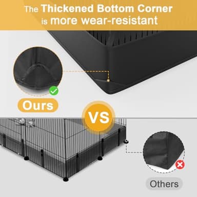 Tresbro Guinea Pig Cage with Top Cover & 12 Panels, Triple Fixing Measures Small Animal Playpen with Waterproof PVC Liner & One-Motion Hooks, 48 x 24 x 16 C&C Grids Cage for Bunny, Hedgehog, Hamster - Image 8