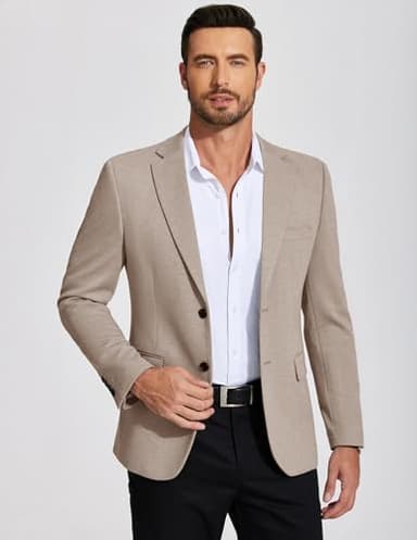 COOFANDY Men’s Casual Blazer Jacket Slim Fit Sport Coat Fashion Suit Blazer Champagne, M - Image 2