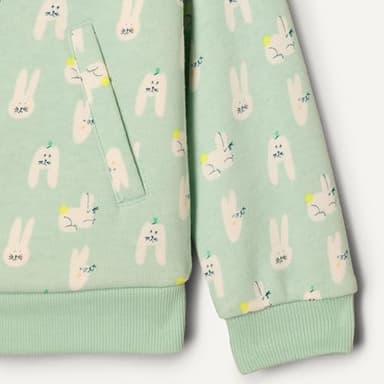 Amazon Essentials x Sofia Grainge Unisex Babies' Zip Hoodie Sweatshirt, Pale Green Rabbits, 18 Months - Image 3