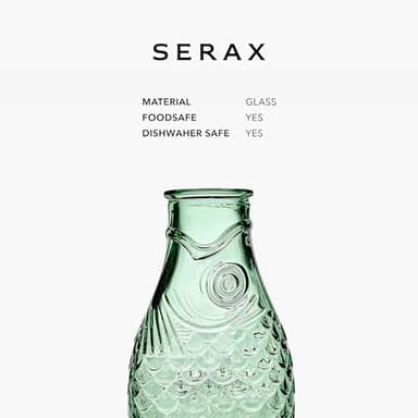 Serax Glass Water Pitcher | Fish & Fish glassware by Paola Navone | Wine Carafe Decanter 28.74 fl oz | Clear Green Bottle Container for hot & cold Drinks | Fridge Beverage Dispenser, Suitable as Vase - Image 7
