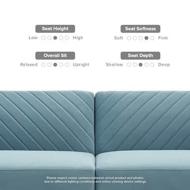 mopio 76.8" Futon Sofa Bed, Small Couch, Sleeper, Loveseat, Mid Century Modern Futon Couch, Sofa Cama, Couches for Living Room (Sky Blue Premium Velvet) - Image 6