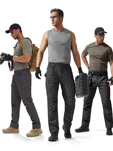 FREE SOLDIER Mens Cargo Pants Lightweight Work Pants for Men Water Resistant Tactical Pants with Pockets for Hiking Outdoor Black 38W/30L - Image 7