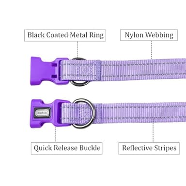 Olahibi Dog Collar Leash Set, Durable Nylon with Reflective Stripes, 5ft Matching Leash, for Small Dogs.(S, Purple) - Image 3