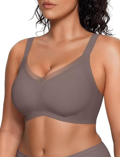 Vertvie Plus Size Full Coverage Wireless Supportive Comfortable Bra Back Fat Smoothing Wirefree Bras for Large Breasted Women(Grey,XX-Large) - Image 1