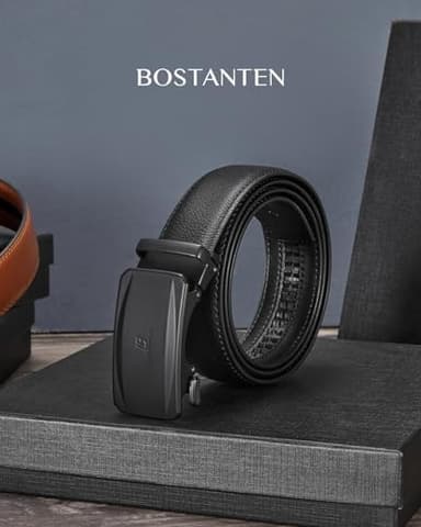 BOSTANTEN Mens Belt Leather Ratchet Belt For Men Dress and Casual with Adjustable Buckle, Trim to Fit - Image 6
