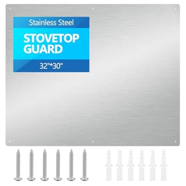 32" x 30" Thicken Heavy Range Hoods Stainless Steel Backsplash,Panel Splatter Guard for Stovetop,6 Pre Drilled Holes for Easy Installation,Keep the Walls Clean, Bright and Beautiful (32" x 30") - Image 1