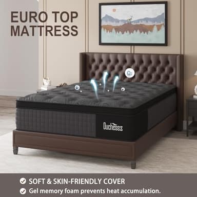 Duchessz Queen Mattress, 12 Inch Hybrid Mattresses Black with Gel Memory Foam and Individually Pocket Innerspring Euro Top Medium Firm for Motion Isolation, Edge Support - Image 3
