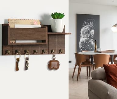 RelaxScene Key Holder Wall Mount - Decorative Key Rack and Mail Organizer with 7 Key Hooks - Wooden Key Hanger with Shelf for Living Room Decor - Rustic Farmhouse Home Entryway Aesthetic Essentials - Image 2