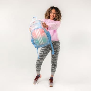adidas Unisex Kid's Creator School Backpack for Girls & Boys — Durable Bookbag, Dazed Gradient Clear Sky/Clear Sky Blue/Pink Spark, OSFA - Image 7