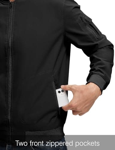 Rdruko Men's Windbreaker Lightweight Bomber Jacket Causal Fashion Light Jacket(Black, US M) - Image 6
