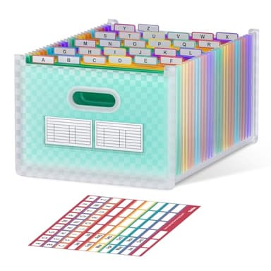 ThinkTex 26 Pockets Accordion File Organizer, Upright & Open Top, A-Z Colorful Tabs, Larger Capacity Expanding File Folder, Letter/A4 Size for School, Home and Office - Green - Image 1