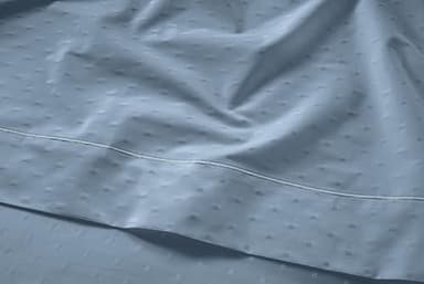 LANE LINEN 100% Egyptian Cotton Queen Sheet Set, Soft & Comfy Thick Fully Elasticized Mercerized Cotton Sheets Queen Size Set, No Pill Fade Resistant Elegant Jaquard Swiss Dot Queen Sheets-French Blue - Image 5