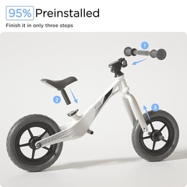 KÜB Balance Bike, Ages 3 to 5 Year Old, 12 Inch Wheels, Super Light Magnesium Frame, Adjustable Seat, Toddler Bike with Footrest, Steady Balancing, Gift for Boys Girls, White - Image 8
