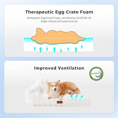 ZOMISIA Dog Couch Bed - Fluffy Dog Sofa, Large Orthopedic Pet Sofa Bed with Removable Washable Cover, Faux Fur Calming Cute Pet Couch with Supportive Egg Foam and Non-Slip Bottom, Ivory White - Image 5