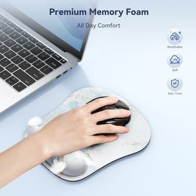 TECKNET Mouse Pad with Wrist Support, Ergonomic Gaming Mouse Pad Pain Relief, Portable Comfortable Mousepad for Computer, Laptop, Office, Home and Travel, Non-Slip Base, Waterproof Surface, White - Image 3