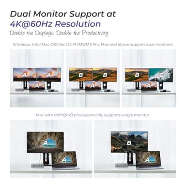 Smartlinx Thunderbolt 4 Dock – 21 Ports, Dual 4K or Single 8K Display, 40Gbps, 90W Charging, USB-C/A Docking Station, Compatible with Windows/Mac/Chrome - Laptop Docking Station Dual Monitor - Image 4