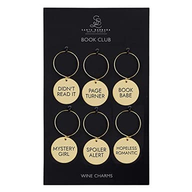 Santa Barbara Design Studio Zinc Alloy Wine Charms, Set of 6, Book Club - Image 1