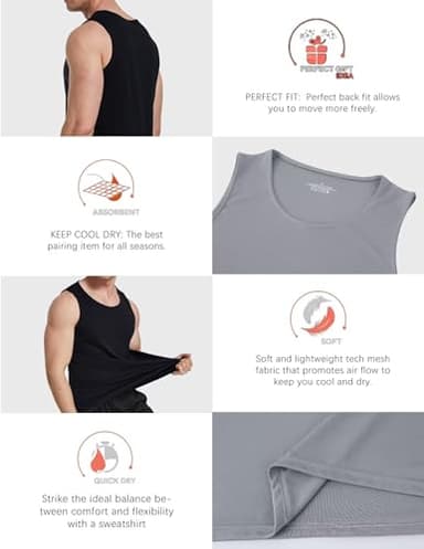OYGSieg 6 Pack Men's Quick Dry Workout Tank Tops Breathable Gym Sleeveless Muscle Shirts for Active Men SetA M - Image 3