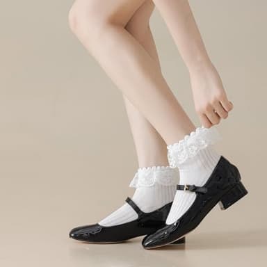 BIVOLU Womens Ankle Socks Lace Ruffle Frilly Cotton Cute Princess Ankle Dress Lace Socks for Girl 6 Pack - Image 2