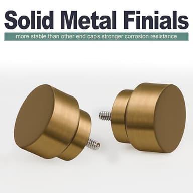 Warm Gold Curtain Rods for Windows 72 to 144 Inches Adjustable Length Heavy Duty 1" Diameter Brass Window Curtain Rod with Solid Metal Finials for Outdoor Farmhouse Bedroom Kitchen Living Room - Image 2