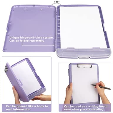 Clipboard with Storage,A4 Nursing Clipboards with Pen Holder,Heavy Duty Storage Clipboard with Low Profile Clip, Clipboards Folder Side-Opening Clip Boards,Smooth Writing Clip Board (Light Purple) - Image 6