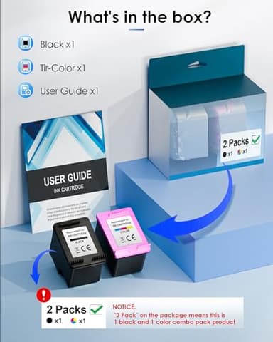 67XL Ink Cartridge Black/Color Combo Pack Replacement for HP Ink 67 67XL Printer Ink Works for HP DeskJet 2827e 2755e 2700 2855e 2800 4155e 2755 2852e Envy 6055e 6000 6455e (2 Pack) - Image 6