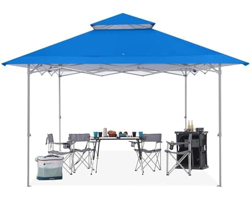 ABCCANOPY 13x13 Pop Up Canopy Base on 10x10 Canopy Frame with Double Ventilated Top, 4 Sandbags, 4 Ropes and 8 Stakes (Blue) - Image 1