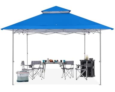 ABCCANOPY 13x13 Pop Up Canopy Base on 10x10 Canopy Frame with Double Ventilated Top, 4 Sandbags, 4 Ropes and 8 Stakes (Blue) - Image 1