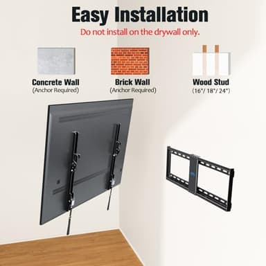 Mounting Dream UL Listed TV Mount for Most 37-75 Inch TV, Universal Tilt TV Wall Mount Fit 16", 18", 24" Stud with Loading Capacity 132lbs, Max Vesa 600 x 400mm, Low Profile Flat Wall Mount Bracket - Image 7