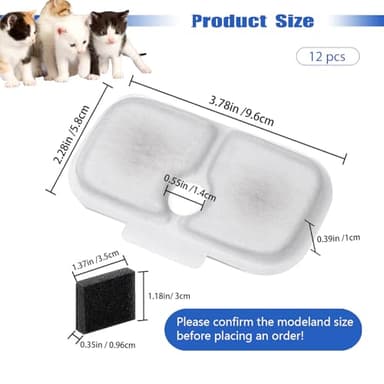 Cat Water Fountain Filter,12 packs Pet Fountain Filter Replacement for Pet Fountain,Filters Replacements fit for Petlibro Dockstream Cat Water Fountain PLWF005/PLWF115/PLWF105 - Image 4