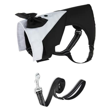 HDKUW Dog Harness Leash Set, Adjustable Dog Vest Harness Set, Dog Tuxedo Costume Vest Harness for French Bulldog,Party Wedding Suit for Small Medium Large Dog L - Image 5