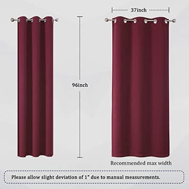 DUALIFE Burgundy Blackout Curtain Panels for Bedroom 96 Inches Long Burgundy Red Solid Thermal Insulated Window Curtain Panels with Grommet for Living Room 42X96 Inch Length - Image 6