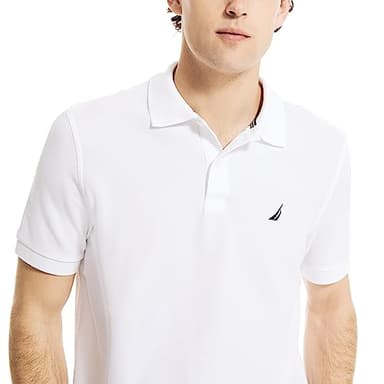 Nautica Men's Short Sleeve Solid Deck Polo Shirt, Bright White, X-Large - Image 3