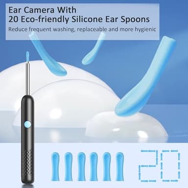 Ear Wax Removal Tool Camera, Ear Cleaner with Camera and 6 LED Light, 1080p HD Ear Scope, Ear Cleaning kit, 9 Ear Tools and 20 Ear Replacement Tips, for iOS & Android (Black) - Image 5