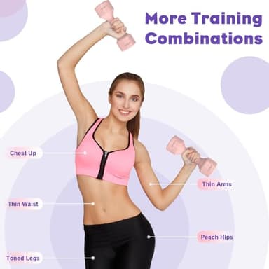 BOBAZREN Adjustable Dumbbell Set of 2, 11Lb/Pair Weights Dumbbells for Women, Each 2.2lb, 3.3lb, 4.4lb, 5.5lb Hand Weights Set for Home Gym Fitness Training (Pink) - Image 5