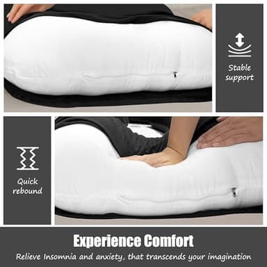 HIPHOP PANDA U-Shaped Pregnancy Pillow for Sleeping - Full Body Maternity Support Pillow with Removable Cover - Comfort for Back, HIPS, Legs, Belly - 57 Inch for Pregnant Women, Black - Image 6
