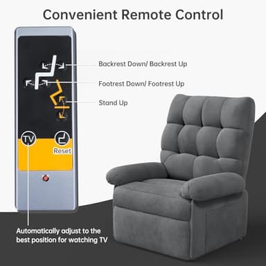 Welzona Power Lift Recliner Chair for Elderly, Triple Motor Lift Chair with Infinite Position, Electric Stand Assist for Seniors, Single Sofa with Side Pockets for Living Room, Gray - Image 7