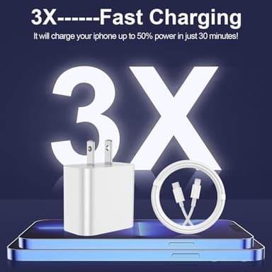 FEEL2NICE iPhone Charger Fast Charging 2 Pack Type C Wall Charger Block with 2 Pack [6FT&10FT] Long USB C to Lightning Cable for iPhone 14/13/12/12 Pro Max/11/Xs Max/XR/X,AirPods Pro - Image 2