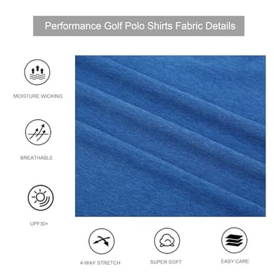 Alex Vando Mens Golf Shirt Moisture Wicking Quick-Dry Short Sleeve Casual Polo Shirts for Men,Royal,XL - Image 4