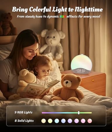 ecozy Sunrise Alarm Clock, White Noise Sound Machine, Upgraded Backlit Buttons for Bedrooms, 26 Soothing Sounds, 17 Night Lights, Bluetooth Speaker, Wake Up Sunlight for Heavy Sleepers, Adults, Kids - Image 5
