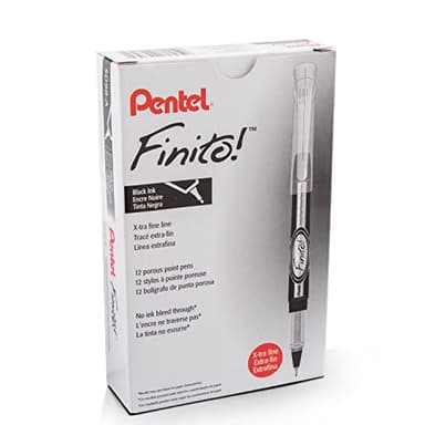 Pentel Finito! Porous Point Pen, Extra Fine Point Tip, Black Ink, Box of 12 (SD98-A) - Image 1
