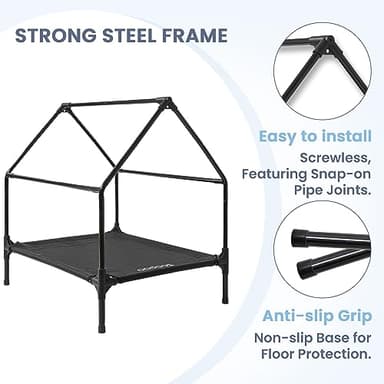 Zooba 36" Large Dog House for Large Dog Indoor or Outside, Weatherproof 600D PVC Outdoor, Featuring Breathable 2x1 Textilene Elevated Dog Bed, Easy Clean（Grey） - Image 5