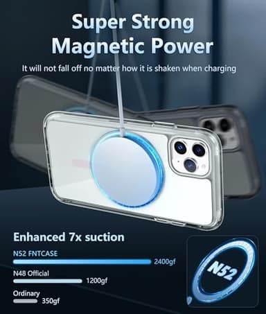 FNTCASE for iPhone 11 Pro-Max Case: Magnetic Slim Anti-Yellowing Clear Case | Military Grade Protective & Shockproof Drop Protection Thin Transparent Crystal Phone Cover(F-Pink) - Image 3