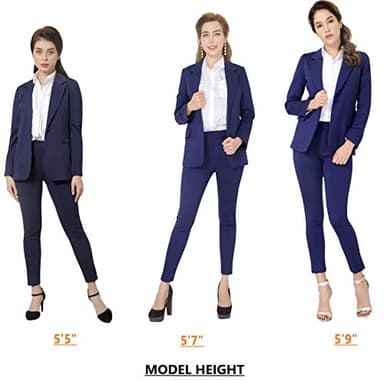 Marycrafts Women’s Two Piece Suits – Business Blazer Pant Suit Set for Work, Professional Outfit, Office Wear, Formal Business Attire 8 Navy - Image 2